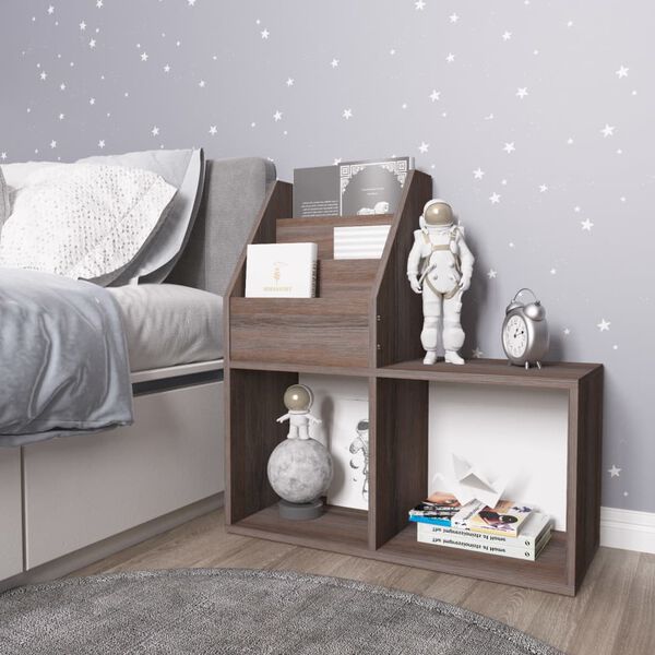 vidaXL Otro&scaron;ko stojalo za revije siva in sonoma 71x30x78,5 cm inž. les