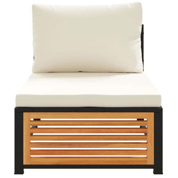 vidaXL Vrtni kavč brez naslonjal z blazinami trden akacijev les