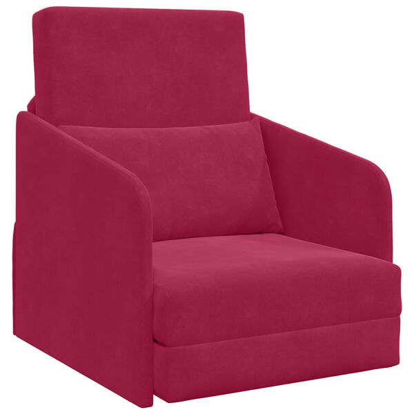 vidaXL Sofa postelja Vinorodna rdeča 65 x 80 x 83 cm Žamet
