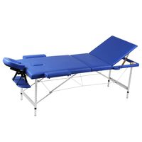 Modra zložljiva masažna miza z 3 območji in aluminjastim okvirjem
