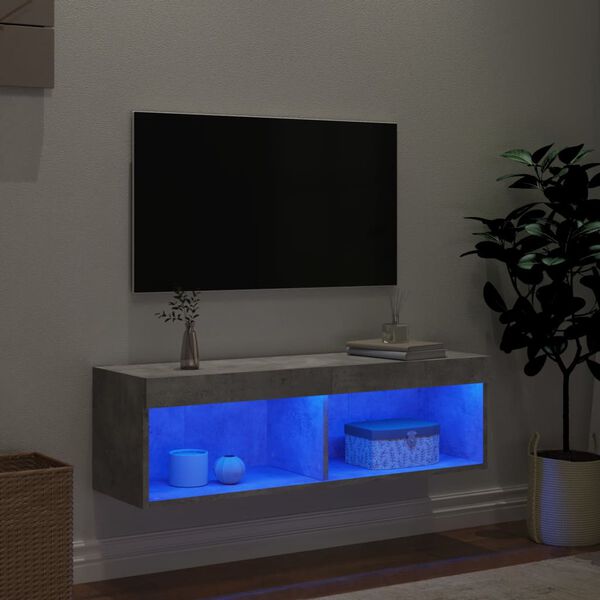 vidaXL TV omarica z LED lučkami betonsko siva 100x30x30 cm