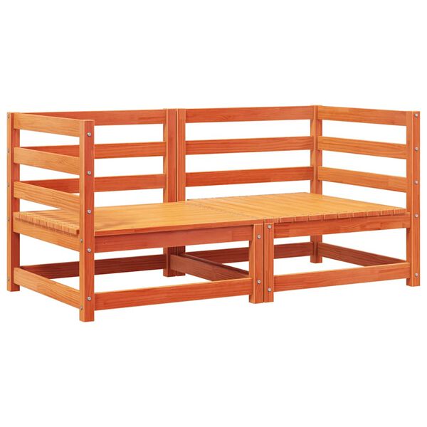 vidaXL Vrtni kotni kavč z blazinami 2 kos voščeno rjava trdna borovina