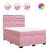 vidaXL Box spring postelja z vzmetnico roza 140x190 cm žamet