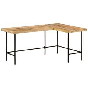 vidaXL Pisalna miza 165x110x77 cm trden mangov les in železo