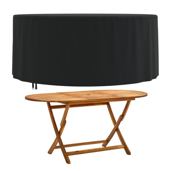 vidaXL Pokrivalo za vrtno pohištvo okroglo črno Ø182x71 cm 420D oxford