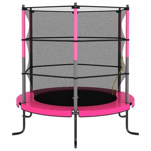 vidaXL Trampolin z varnostno mrežo okrogel 140x160 cm roza