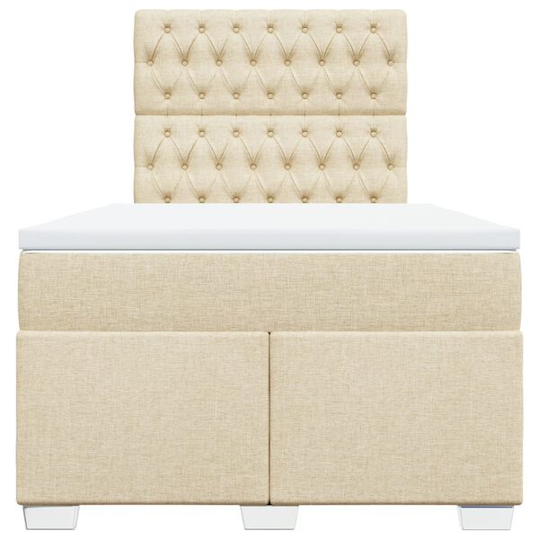 vidaXL Box spring postelja z vzmetnico krem 120x190 cm blago