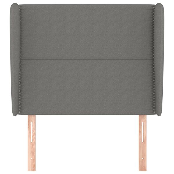 vidaXL Vzglavje z u&scaron;esi temno sivo 93x23x118/128 cm blago