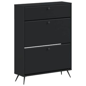 vidaXL Omara za čevlje BREDA 78 x 24 x 103 cm Inženirski les Črna