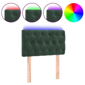 vidaXL LED posteljno vzglavje temno zeleno 80x7x78/88 cm žamet