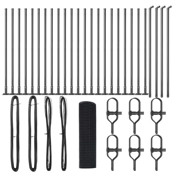 vidaXL Steber ograje. Siva 50 x 0,8 m (16 x 16 mm mreža) Jeklo in PVC