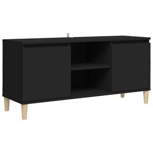 vidaXL TV omarica s trdnimi lesenimi nogami črna 103,5x35x50 cm