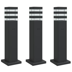 vidaXL Zunanja talna svetilka z vtičnico 3 kosi črna 50 cm aluminij