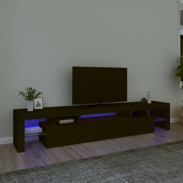 vidaXL TV omarica z LED lučkami črna 215x36,5x40 cm