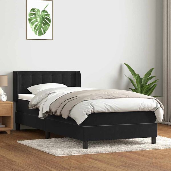 vidaXL Box Spring postelja z vzmetnico črna 100x210 cm Velvet