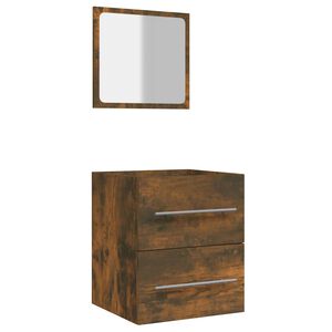 vidaXL Kopalni&scaron;ka omarica z ogledalom dimljen hrast 41x38,5x48 cm