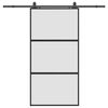 vidaXL Drsna vrata z opremo črna 102,5x205 cm kaljeno steklo