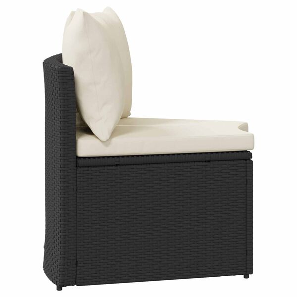 vidaXL Vrtna sedežna garnitura z blazinami 2-delna poli ratan črna