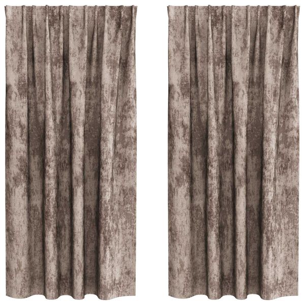vidaXL Velvete zavese z zavesami 2 pcs Kapučino 175 x 140 cm Žamet
