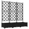 vidaXL Vrtni lonček 3 kos Črna 120 x 40 x 125,5 cm PP