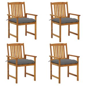 vidaXL Vrtni stoli z blazinami 4 kosi trden akacijev les