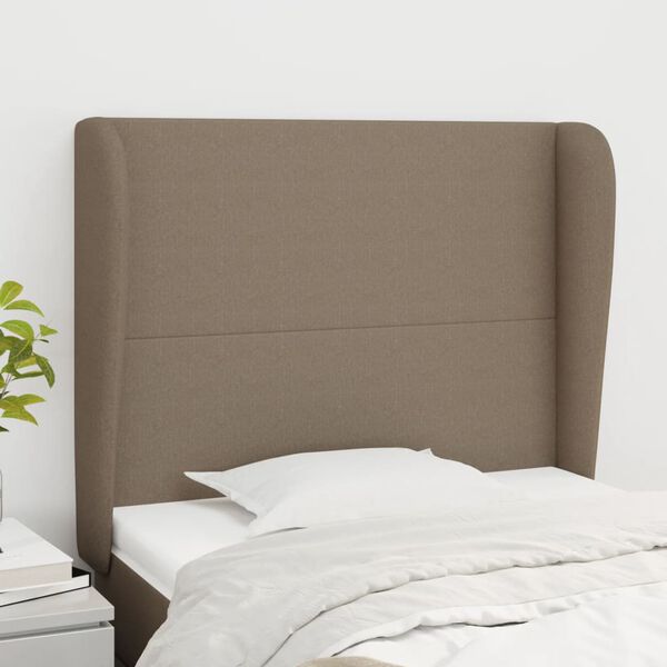 vidaXL Vzglavje z u&scaron;esi taupe 93x23x118/128 cm blago