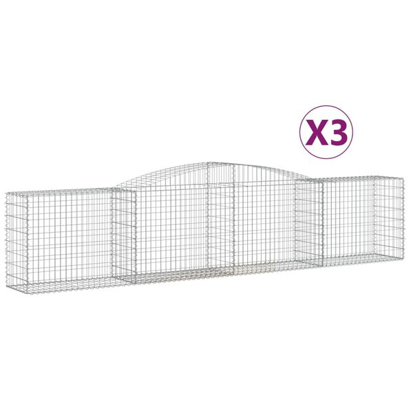 vidaXL Obokane gabion košare 3 kosi 400x50x80/100 cm pocinkano železo