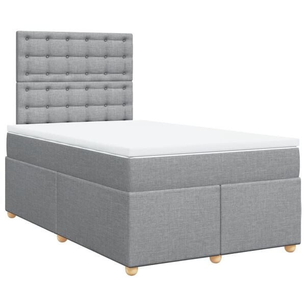 vidaXL Boxspring postelja z vzmetnico svetlo siva 120x190 cm blago