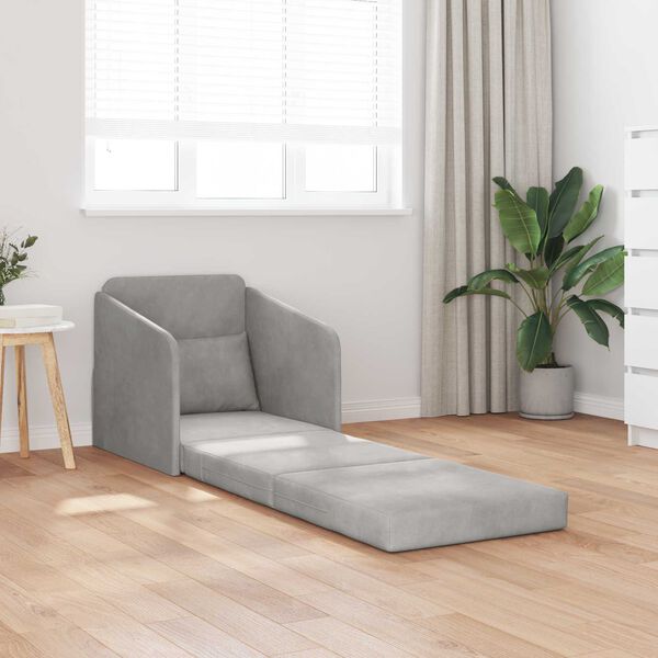 vidaXL Sofa postelja Svetlo siva 65 x 80 x 83 cm Žamet
