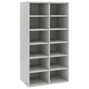 vidaXL Stojalo za čevlje betonsko sivo 54x34x100,5 cm konstruiran les