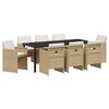vidaXL Komplet za jedilnico v vrtu 9 pcs Bež poli ratan