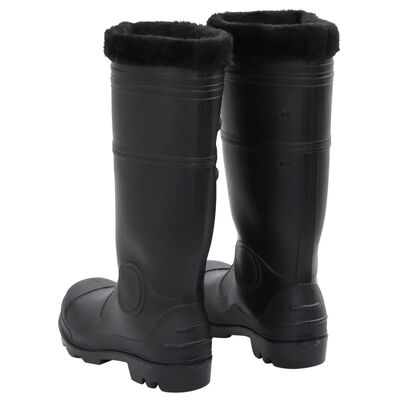 vidaXL Dežni škornji z odstranljivimi nogavicami črni velikost 43 PVC