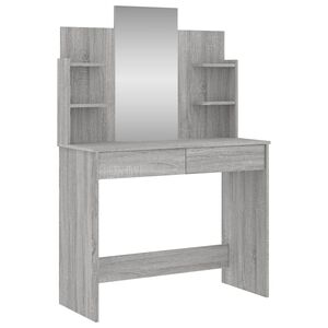 vidaXL Toaletna mizica z ogledalom siva sonoma 96x39x142 cm