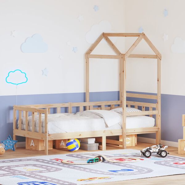 vidaXL Dnevna postelja s streho 80x200 cm trdna borovina