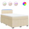 vidaXL Box spring postelja z vzmetnico krem 120x200 cm blago