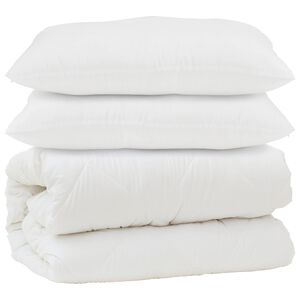 vidaXL Odeja z blazino 3 pcs Bela Mikrofibra