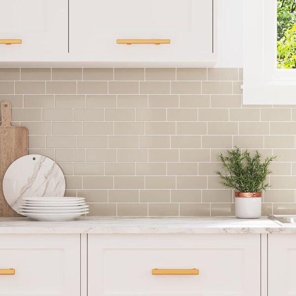 vidaXL Podhodna ploščica 10 pcs Bež 29.4 x 21.4 cm Poliuretan in PET