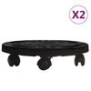 vidaXL Vozičkek za rastline s kolesi 2 kosa premer 30 cm črn 170 kg