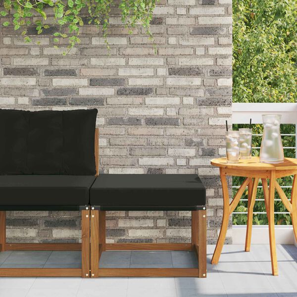 vidaXL Zunanji puf Trdni akacijev les in tkanina Textilene Naravna