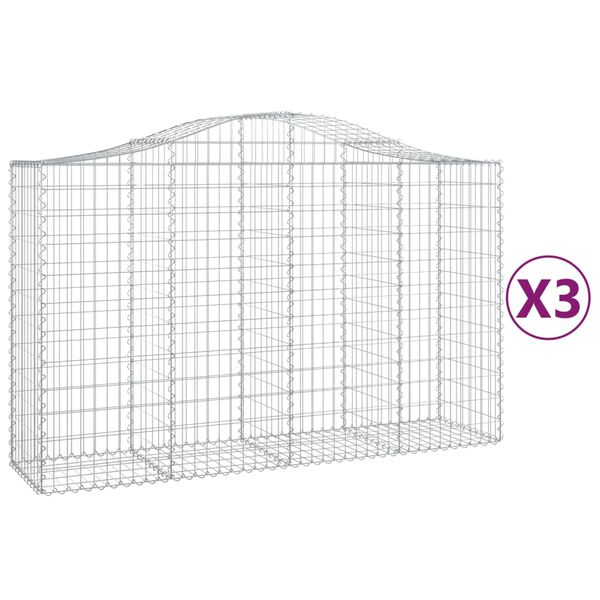 vidaXL Obokane gabion košare 3 kosi 200x50x120/140 cm pocinkano železo