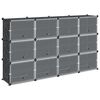 vidaXL Organizator za shranjevanje kock z 12 kockami in vrati Black PP