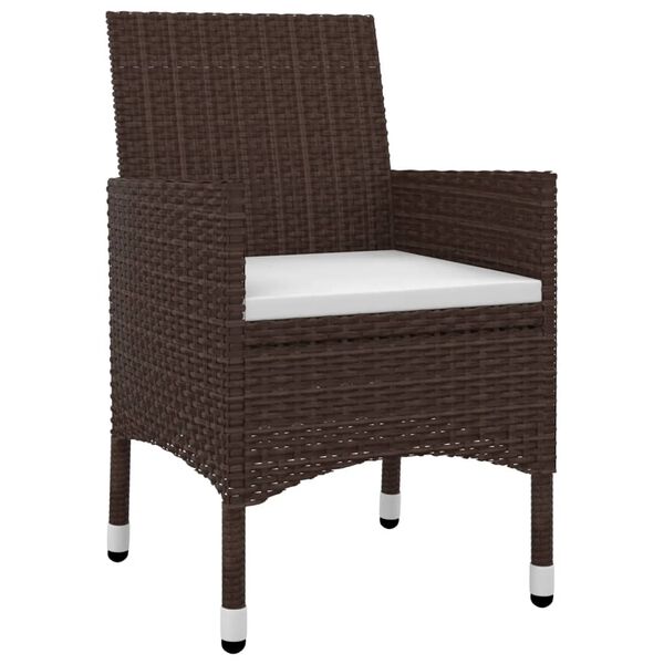 vidaXL Vrtna jedilna garnitura 5-delna z blazinami PE ratan in steklo