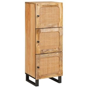 vidaXL Visok predalnik z vrati Rjava 90 x 33 x 75 cm Masiven les manga