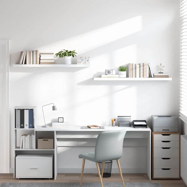 vidaXL Lebdeče police 2 kosa visok sijaj bele 120x23,5x3,8 cm MDF