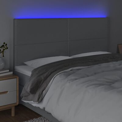 vidaXL LED posteljno vzglavje svetlo sivo 200x5x118/128 cm blago