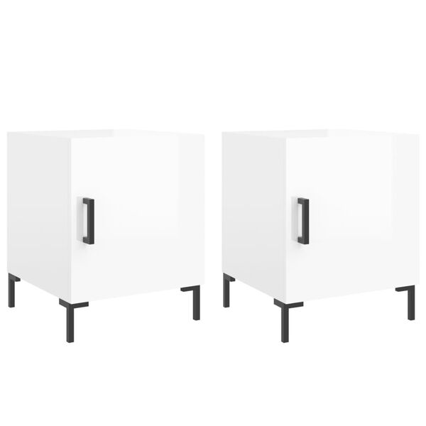 vidaXL Nočna omarica 2 kosa visok sijaj bela 40x40x50cm inženirski les