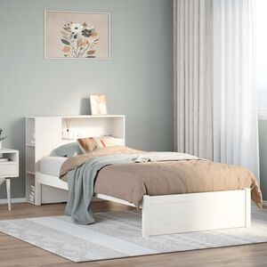 vidaXL Knjižna postelja brez vzmetnice bela 75x190 cm trdna borovina