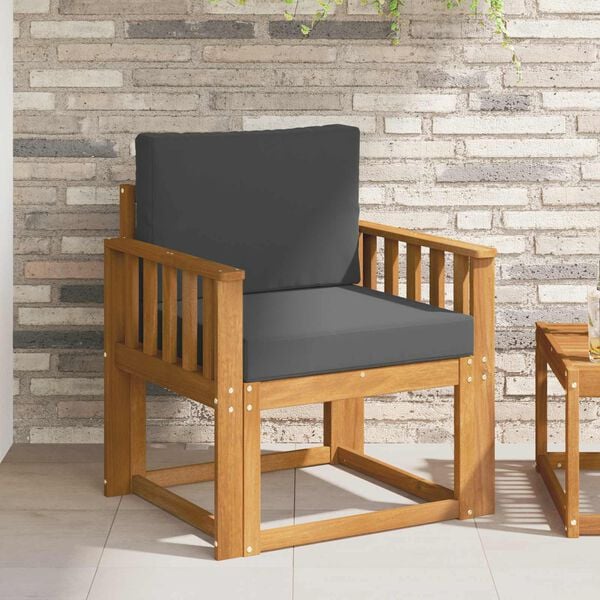 vidaXL Zunanji kavč Masivno akacijevo les in poliester Naravna