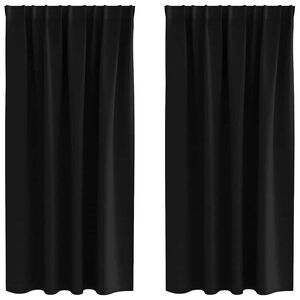 vidaXL Zavese za zatemnitev z obroči 2 pcs Črna 175 x 140 cm Poliester