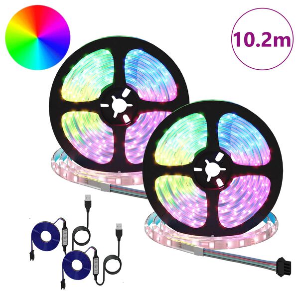 vidaXL LED trak 2 pcs Črna in prozorna 5100 mm Baker in plastika